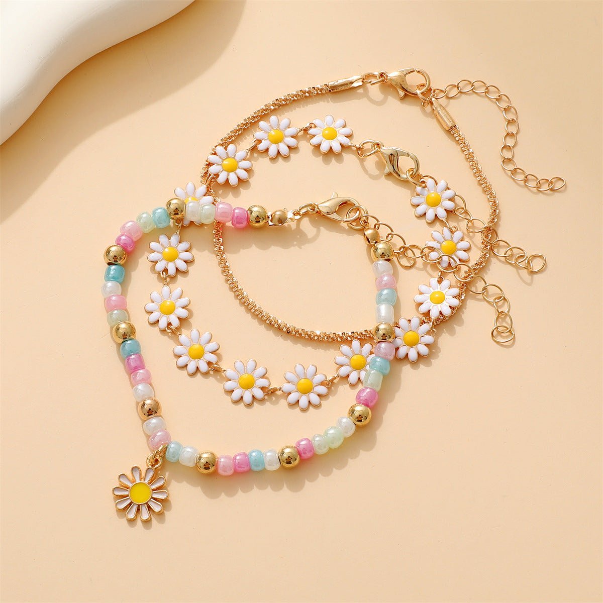 Sunflower Flower Twin Female Flash Caterpillar Bracelets - Daebak