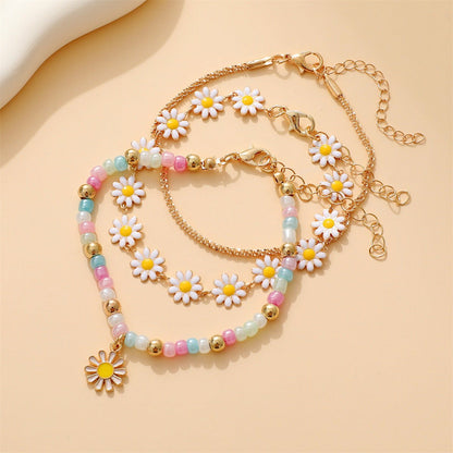Sunflower Flower Twin Female Flash Caterpillar Bracelets - Daebak