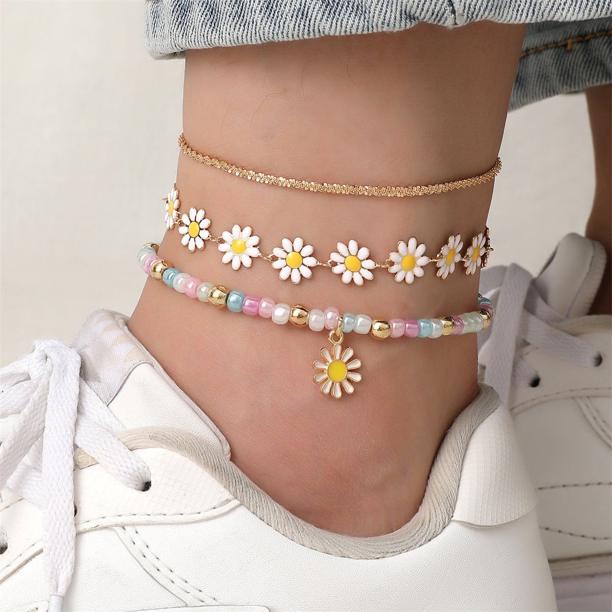 Sunflower Flower Twin Female Flash Caterpillar Bracelets - Daebak