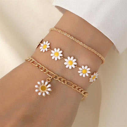 Sunflower Flower Twin Female Flash Caterpillar Bracelets - Daebak