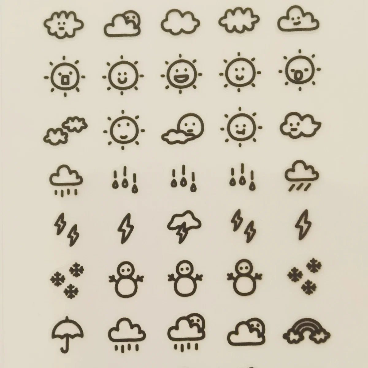 Sunshine Rain Weather Mini Sticker Set | Korean Import Scrapbooking and Journaling Stickers - Daebak