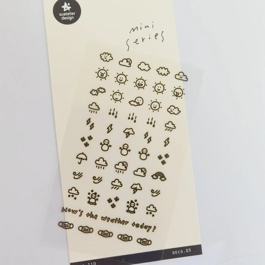 Sunshine Rain Weather Mini Sticker Set | Korean Import Scrapbooking and Journaling Stickers - Daebak
