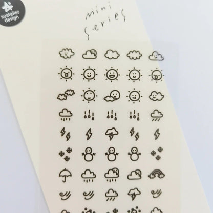 Sunshine Rain Weather Mini Sticker Set | Korean Import Scrapbooking and Journaling Stickers - Daebak
