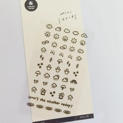 Sunshine Rain Weather Mini Sticker Set | Korean Import Scrapbooking and Journaling Stickers - Daebak