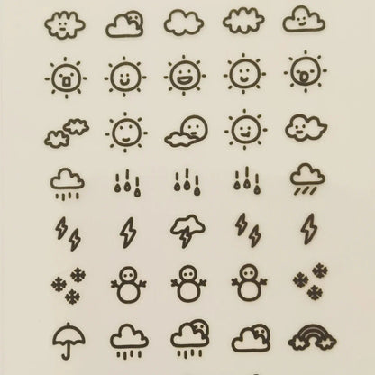 Sunshine Rain Weather Mini Sticker Set | Korean Import Scrapbooking and Journaling Stickers - Daebak