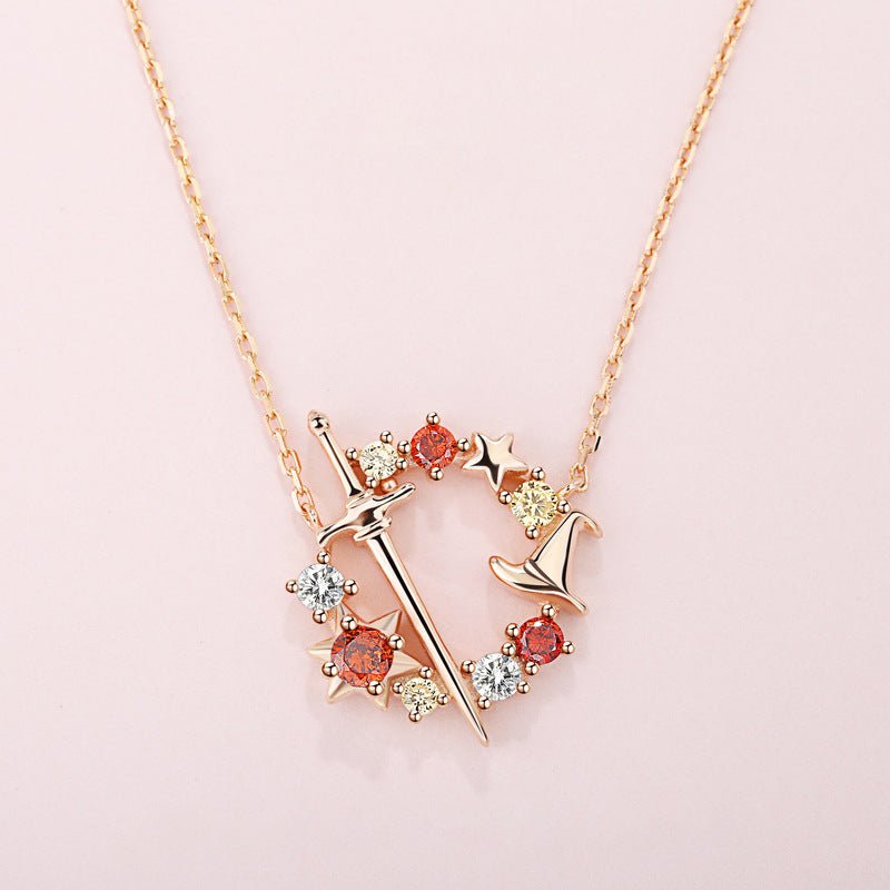 Surrounding Sterling Sier Wizard Branch The Sorcerer's Stone Clavicle Necklaces - Daebak