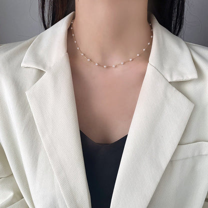 Sweet Temperament Pearl Korean Fashionmonger Ethereal Clavicle Chain Necklace - Daebak