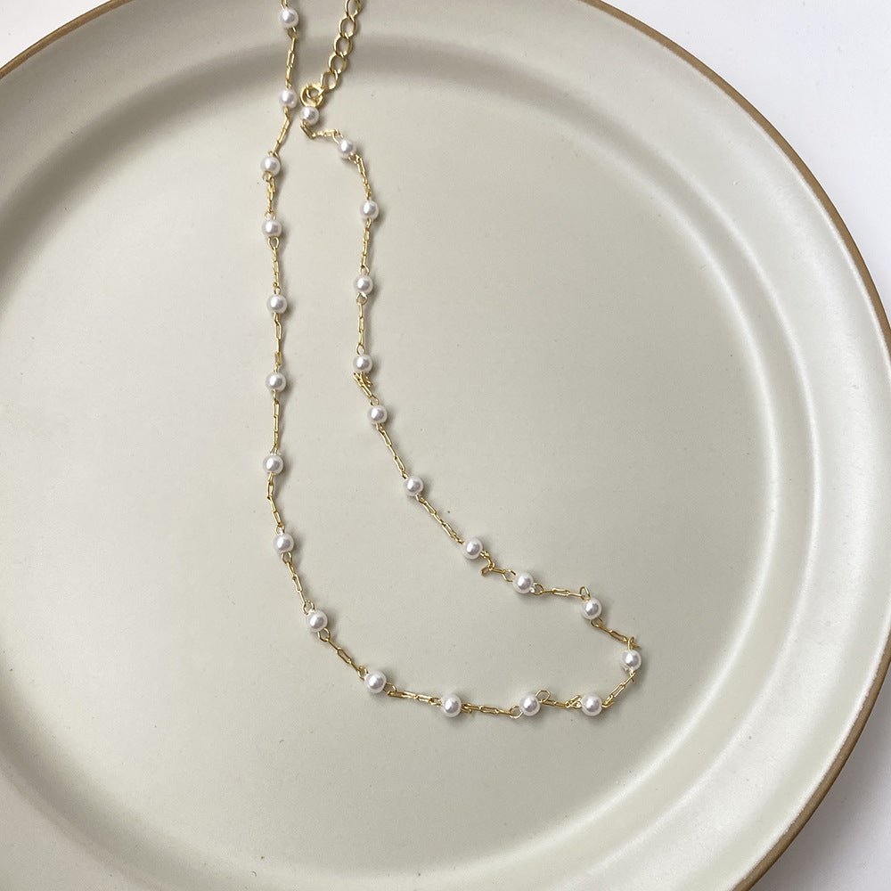 Sweet Temperament Pearl Korean Fashionmonger Ethereal Clavicle Chain Necklace - Daebak