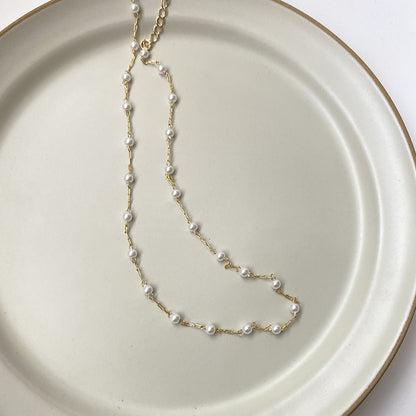 Sweet Temperament Pearl Korean Fashionmonger Ethereal Clavicle Chain Necklace - Daebak
