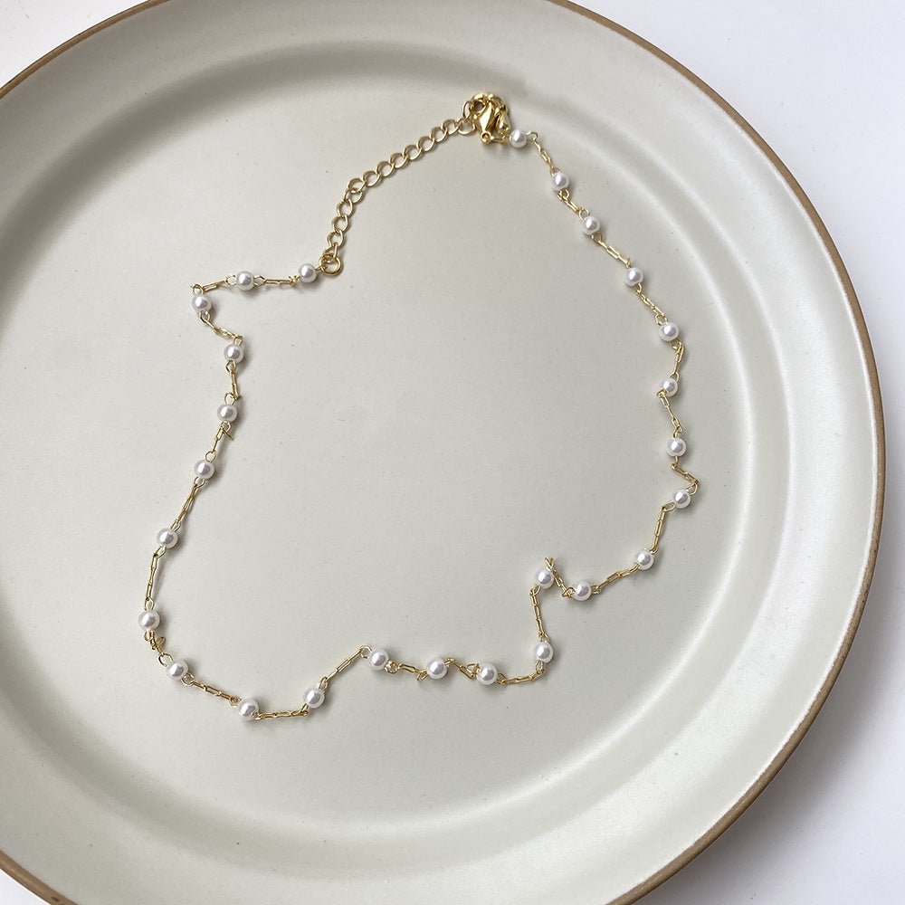 Sweet Temperament Pearl Korean Fashionmonger Ethereal Clavicle Chain Necklace - Daebak