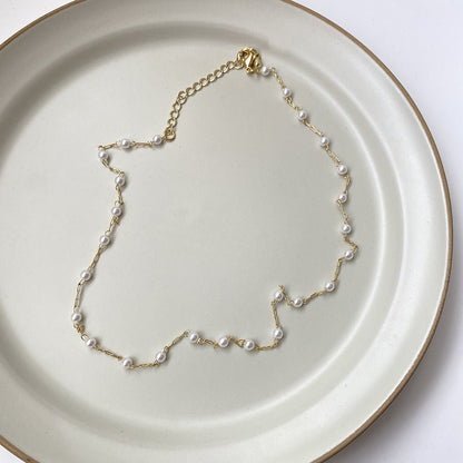 Sweet Temperament Pearl Korean Fashionmonger Ethereal Clavicle Chain Necklace - Daebak