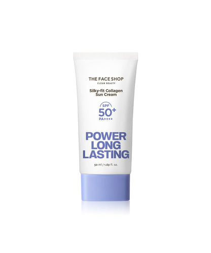 THE FACE SHOP كريم واقٍ من الشمس POWER طويل الأمد بملمس حريري وملائم للبشرة مع الكولاجين SPF50+ PA++++ 50ml