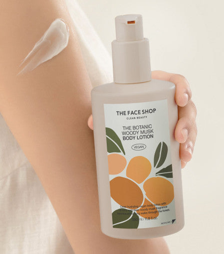 لوشن الجسم THE FACE SHOP The Botanic Woody Musk، سعة 350ml
