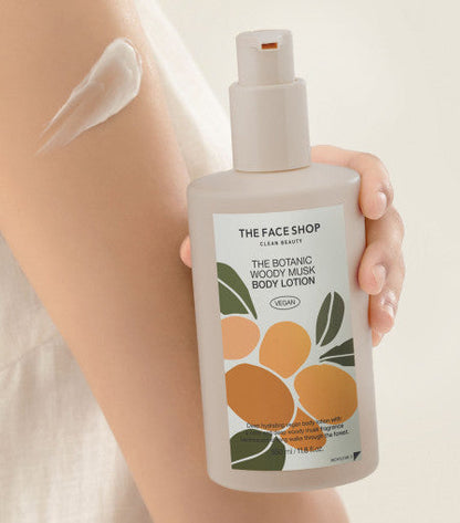 لوشن الجسم THE FACE SHOP The Botanic Woody Musk، سعة 350ml