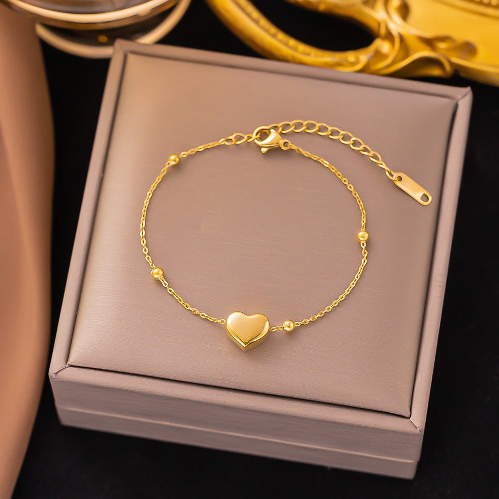 Titanium Steel Bead Korean Minimalist Fashion With Heart Summer Necklaces - Daebak