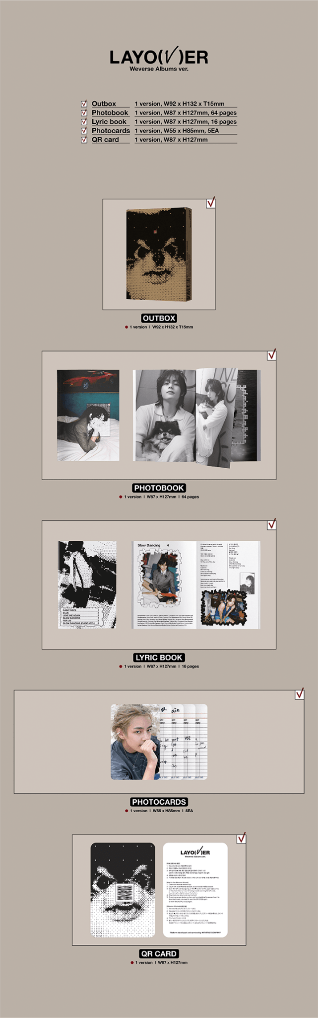 V of BTS 1st Solo Album: Layover Weverse Album Version - Daebak