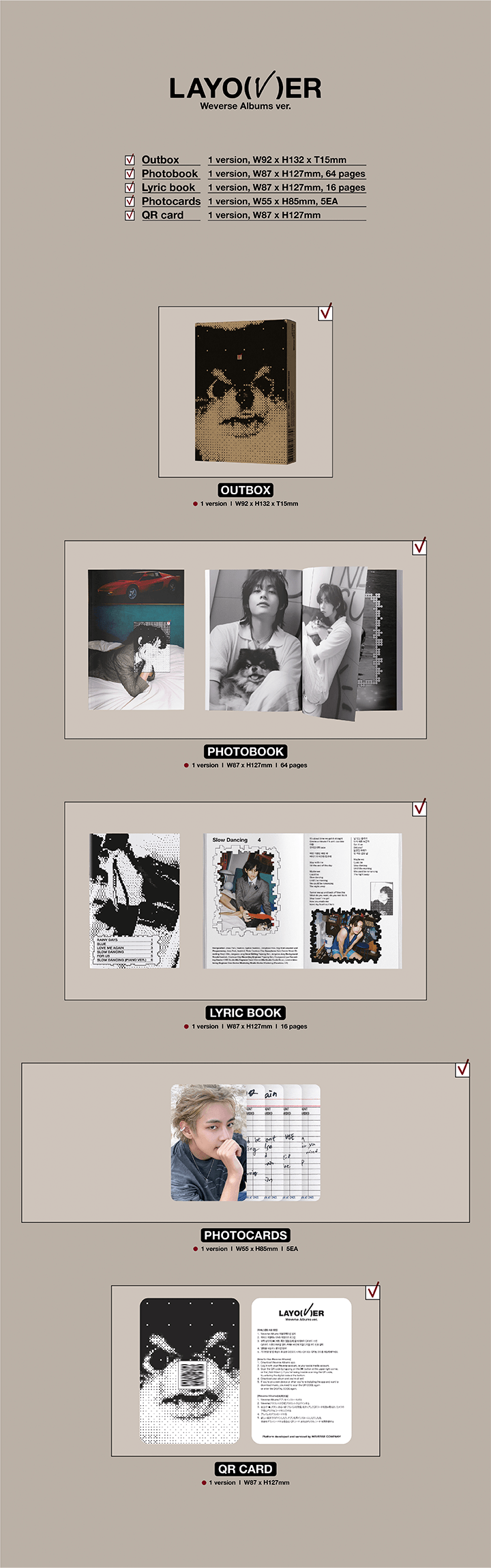 V of BTS 1st Solo Album: Layover Weverse Album Version