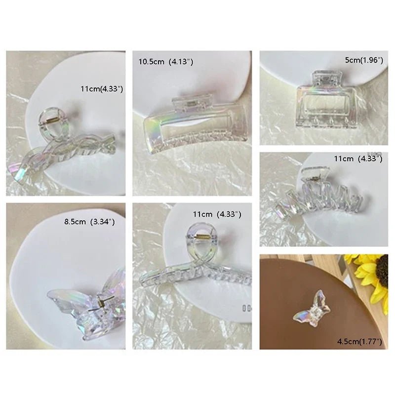 Women Hair Claw Korean Style Transparent Plastic Headband Hairpins Ponytail Claw Clip Crab Hair Accessories Headwear - Daebak