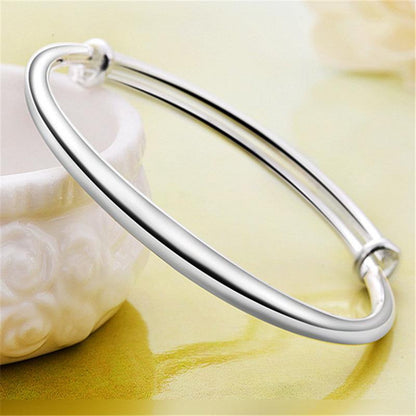 Women's Belly Glossy Concubine Versatile Simple Push-pull Sier Korean Bracelet - Daebak