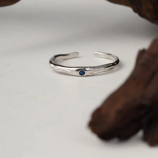 Women's Blue Zircon Irregular Korean Style Simple Design High-grade Texture Rings - Daebak