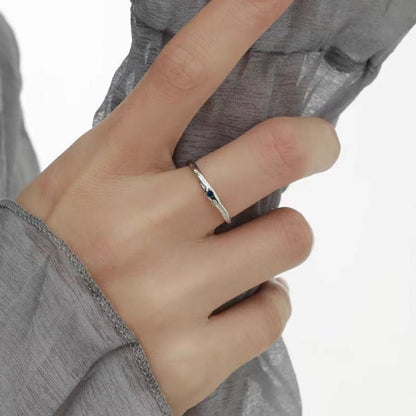 Women's Blue Zircon Irregular Korean Style Simple Design High-grade Texture Rings - Daebak