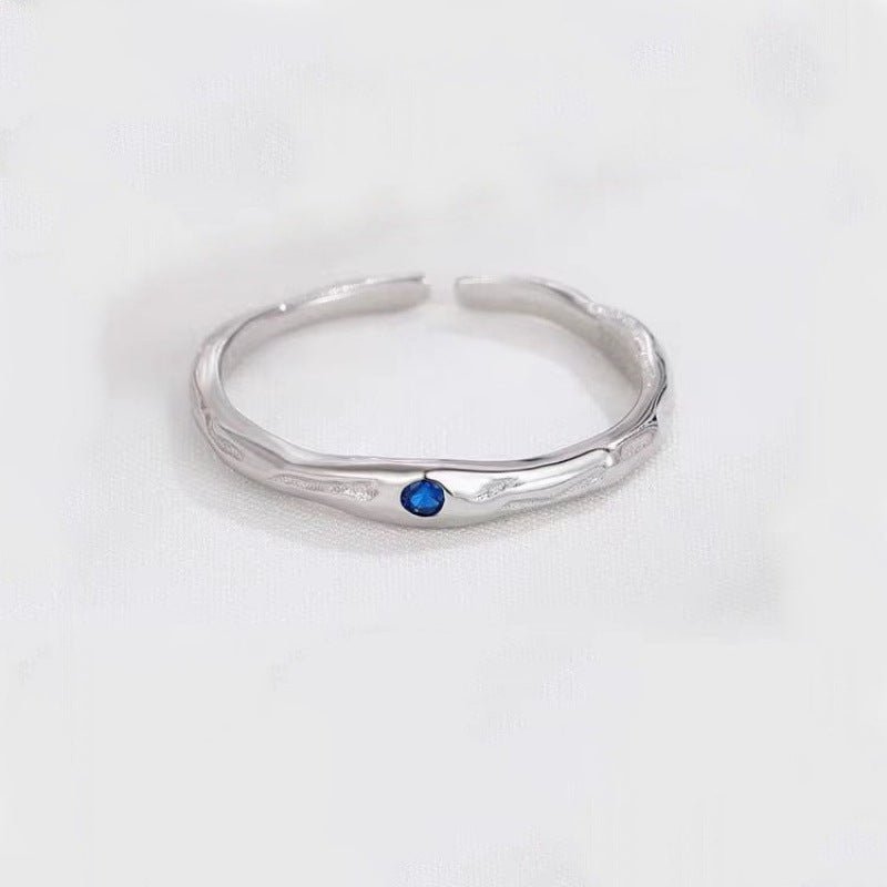 Women's Blue Zircon Irregular Korean Style Simple Design High-grade Texture Rings - Daebak