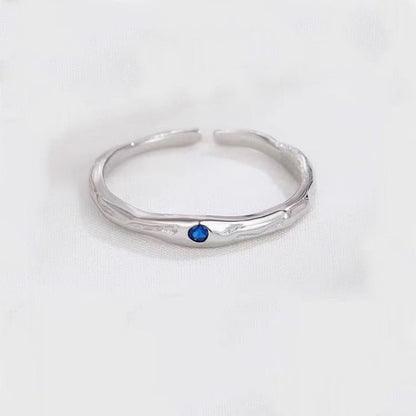 Women's Blue Zircon Irregular Korean Style Simple Design High-grade Texture Rings - Daebak