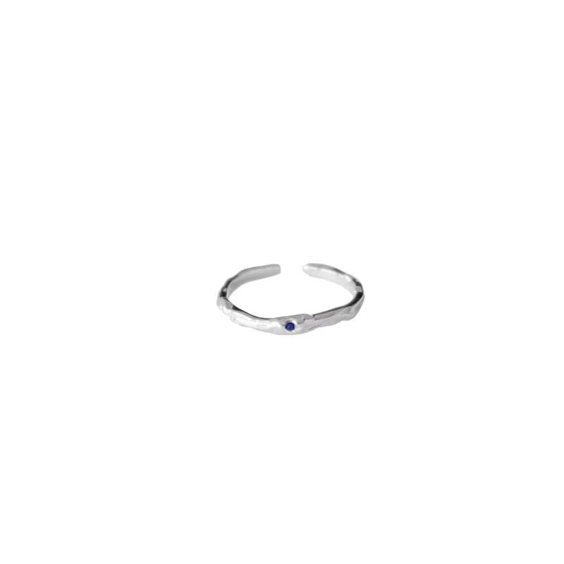 Women's Blue Zircon Irregular Korean Style Simple Design High-grade Texture Rings - Daebak