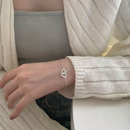 Women's Cool Style Simple Lightweight Thin Heart Korean Hollow Double Bracelets - Daebak