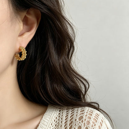 Women's Copper Gold-plated Korean Style Shaped For Design Simple Stud Earrings - Daebak
