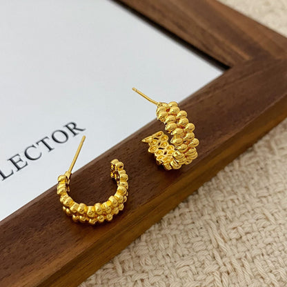 Women's Copper Gold-plated Korean Style Shaped For Design Simple Stud Earrings - Daebak