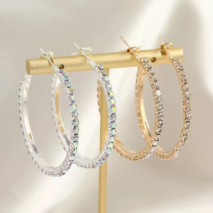Women's Diamond Fashion Simple Elegant Korean Wear Super Shiny Temperament Personality Earrings - Daebak
