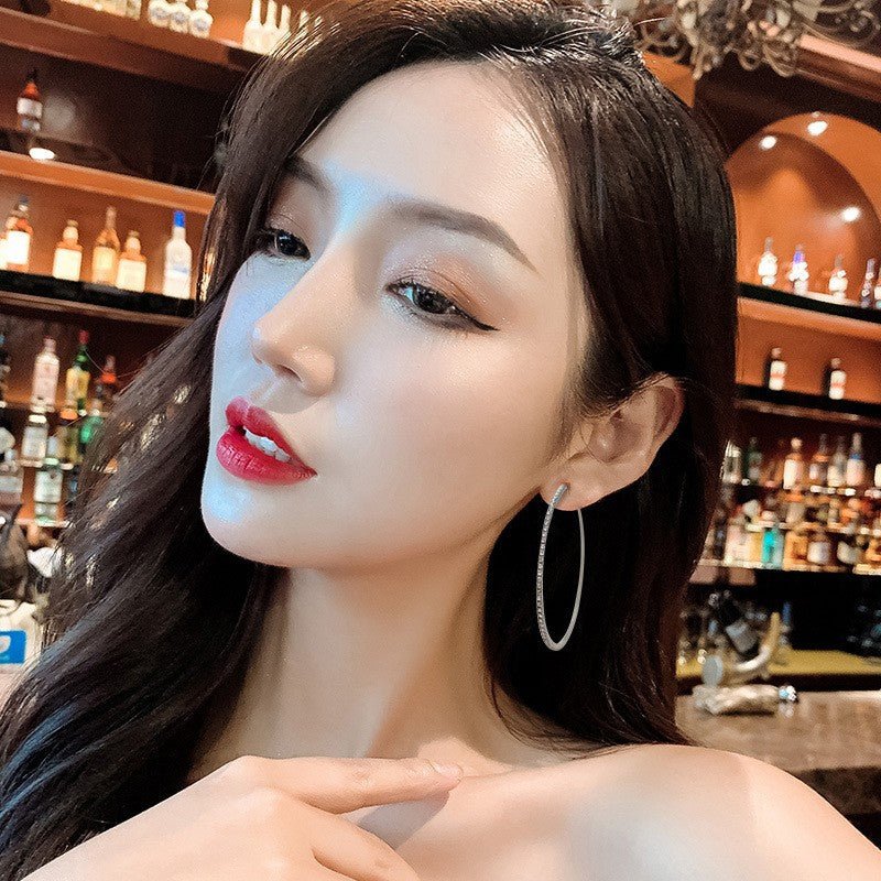 Women's Diamond Fashion Simple Elegant Korean Wear Super Shiny Temperament Personality Earrings - Daebak