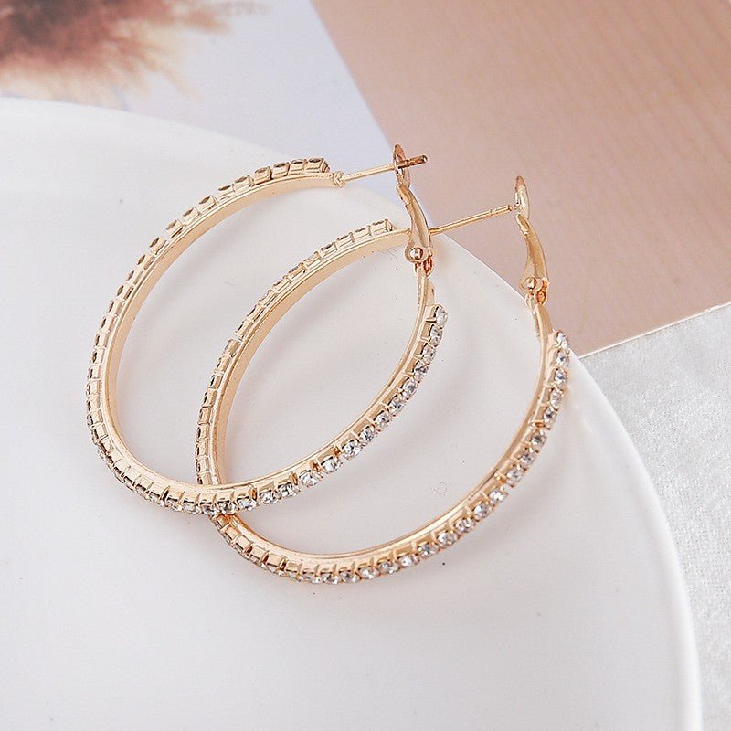 Women's Diamond Fashion Simple Elegant Korean Wear Super Shiny Temperament Personality Earrings - Daebak