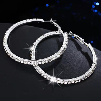 Women's Diamond Fashion Simple Elegant Korean Wear Super Shiny Temperament Personality Earrings - Daebak