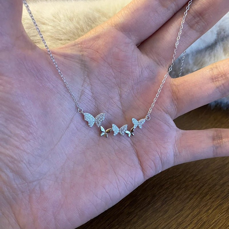 Women's Flash Butterfly Korean Light Luxury Temperament Versatile High-grade Zircon Clavicle Necklace - Daebak