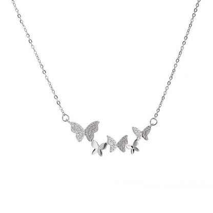 Women's Flash Butterfly Korean Light Luxury Temperament Versatile High-grade Zircon Clavicle Necklace - Daebak