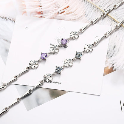 Women's Flower Korean Minimalist Fresh Heart Clover Bracelet - Daebak
