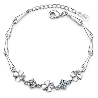 Women's Flower Korean Minimalist Fresh Heart Clover Bracelet - Daebak