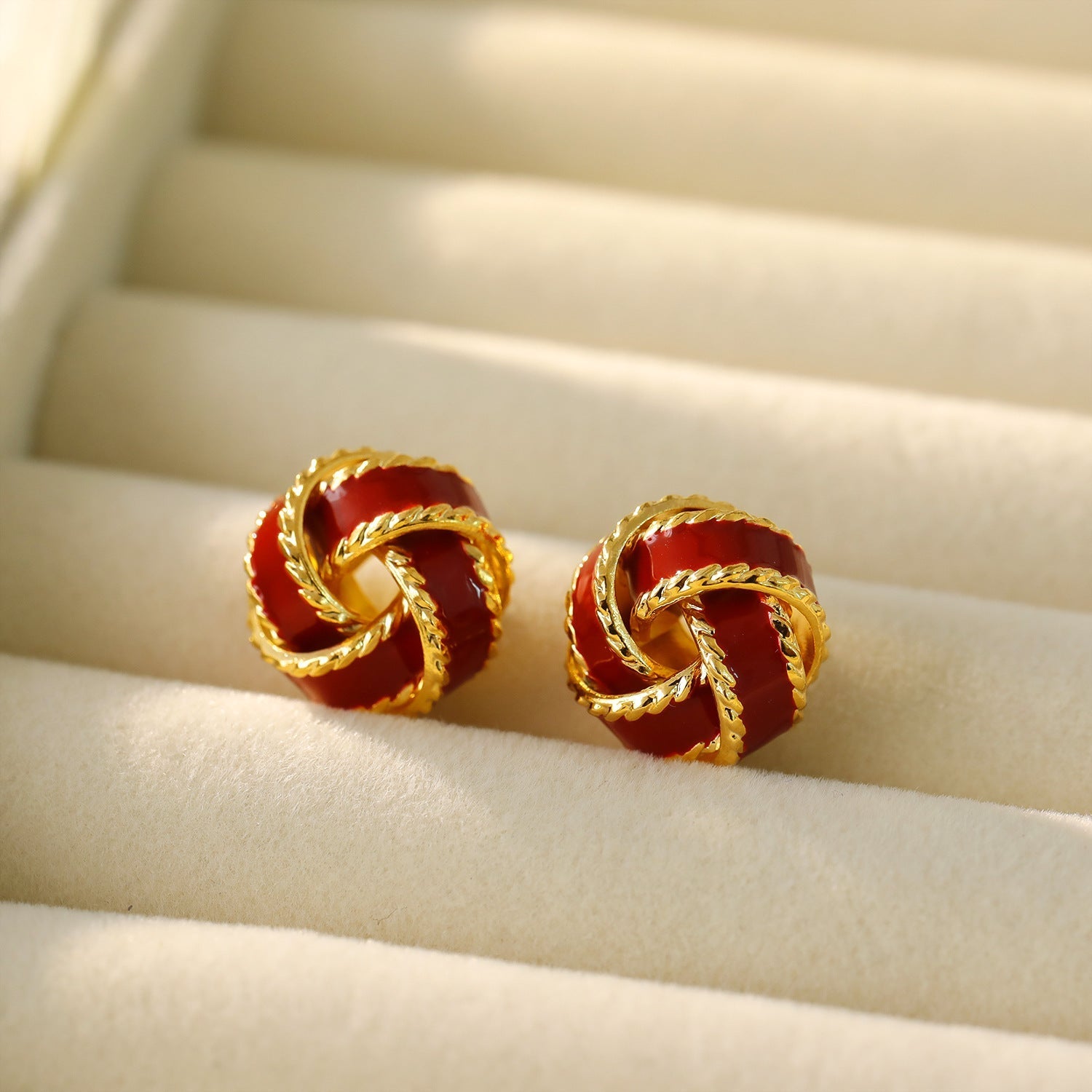 Women's Glaze Knotted Circle Ear Fashion Minority Earrings - Daebak