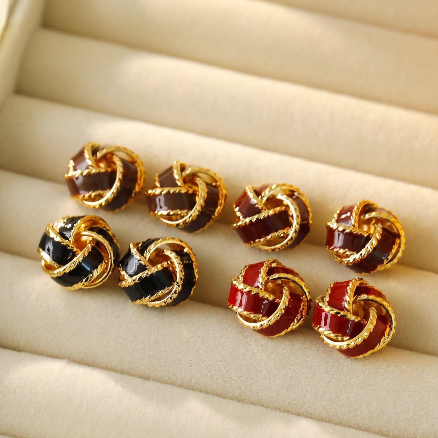 Women's Glaze Knotted Circle Ear Fashion Minority Earrings - Daebak