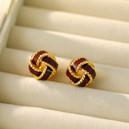 Women's Glaze Knotted Circle Ear Fashion Minority Earrings - Daebak