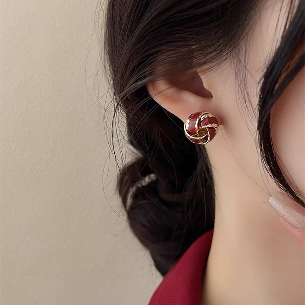 Women's Glaze Knotted Circle Ear Fashion Minority Earrings - Daebak