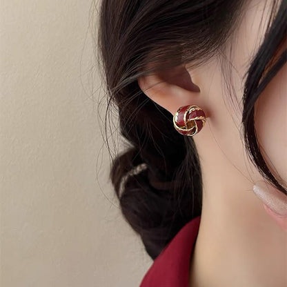 Women's Glaze Knotted Circle Ear Fashion Minority Earrings - Daebak
