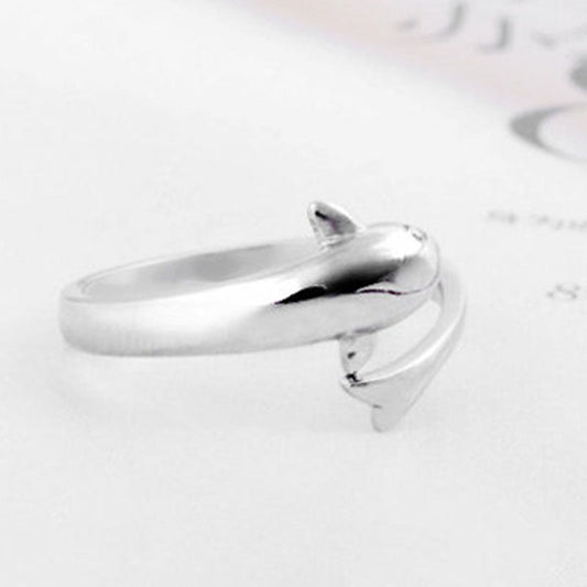 Women's Hot Korean Imitation Sier Plated Dolphin Ring - Daebak