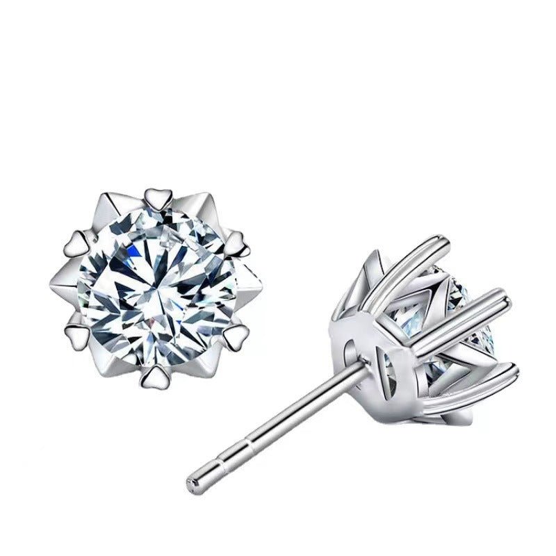 Women's Karat Imitation Moissanite Snowflake Ear Korean Temperament Entry Stud Earrings - Daebak