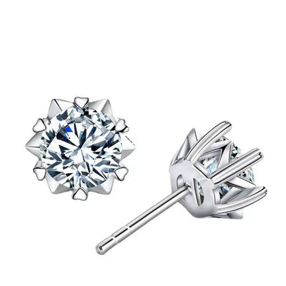 Women's Karat Imitation Moissanite Snowflake Ear Korean Temperament Entry Stud Earrings - Daebak