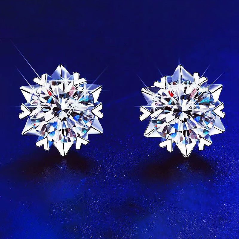 Women's Karat Imitation Moissanite Snowflake Ear Korean Temperament Entry Stud Earrings - Daebak