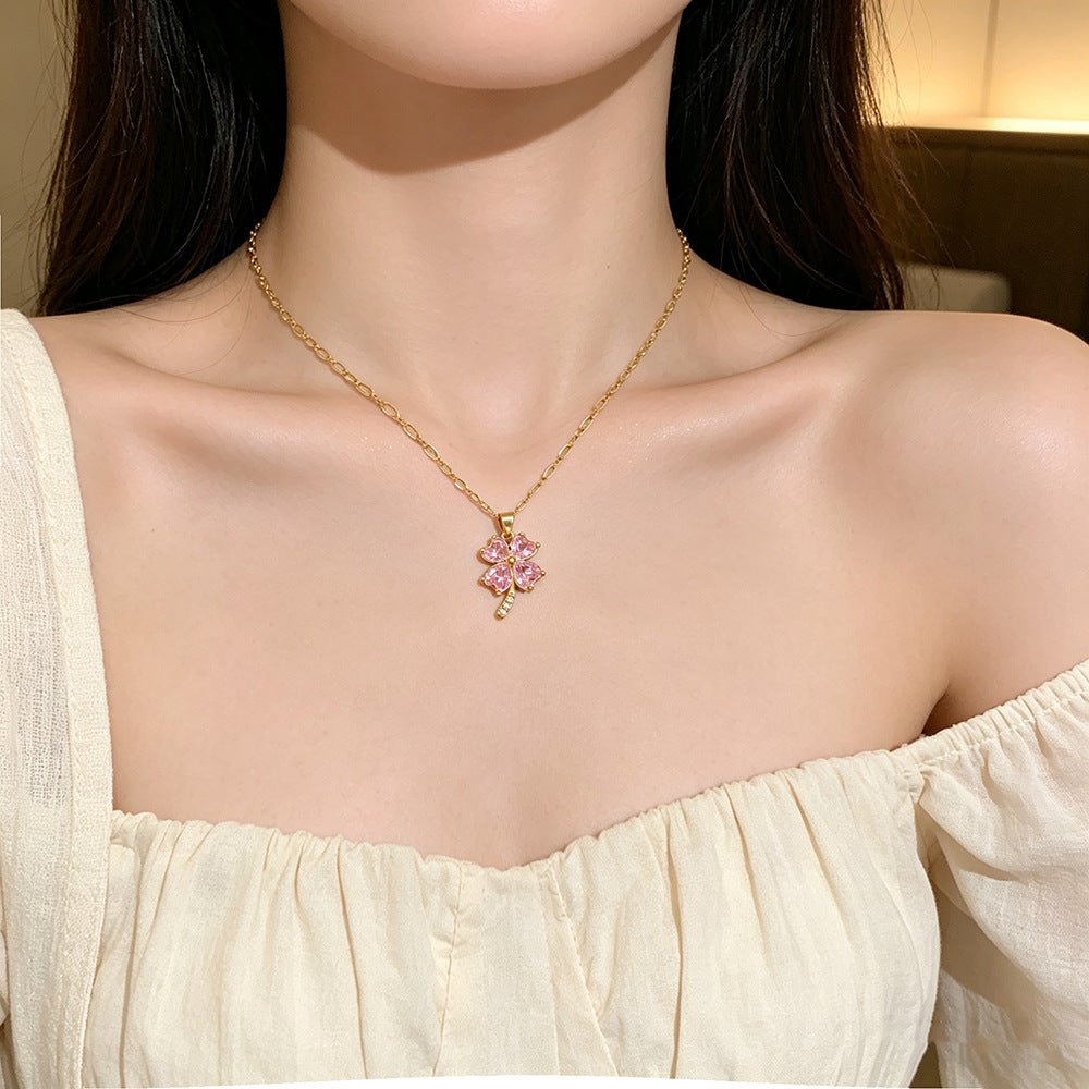 Women's Korean Creative Four-leaf Clover Titanium Steel Necklace - Daebak