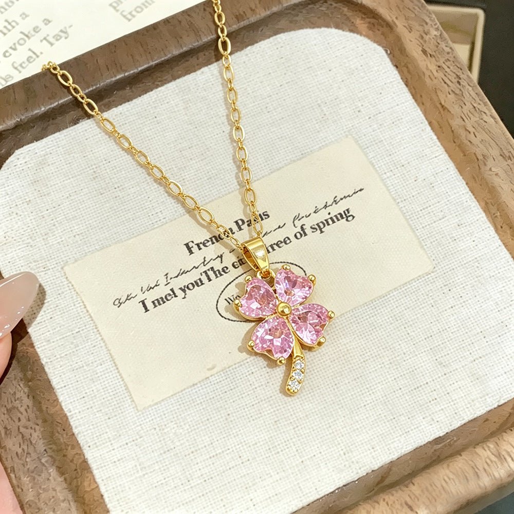 Women's Korean Creative Four-leaf Clover Titanium Steel Necklace - Daebak